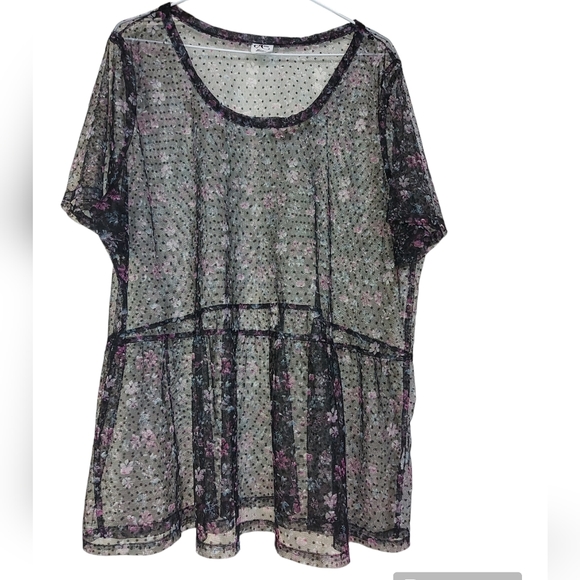 😺 DC Jeans Sheer Mesh Floral Top Sheer. Sexy and Fun - Picture 1 of 5